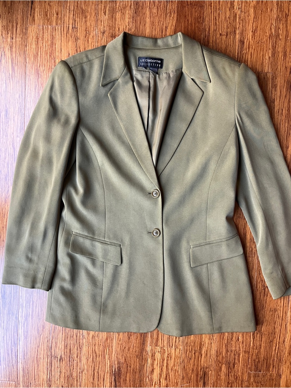 Vintage Liz Claiborne Olive Green Silk Women's Blazer Sz 12